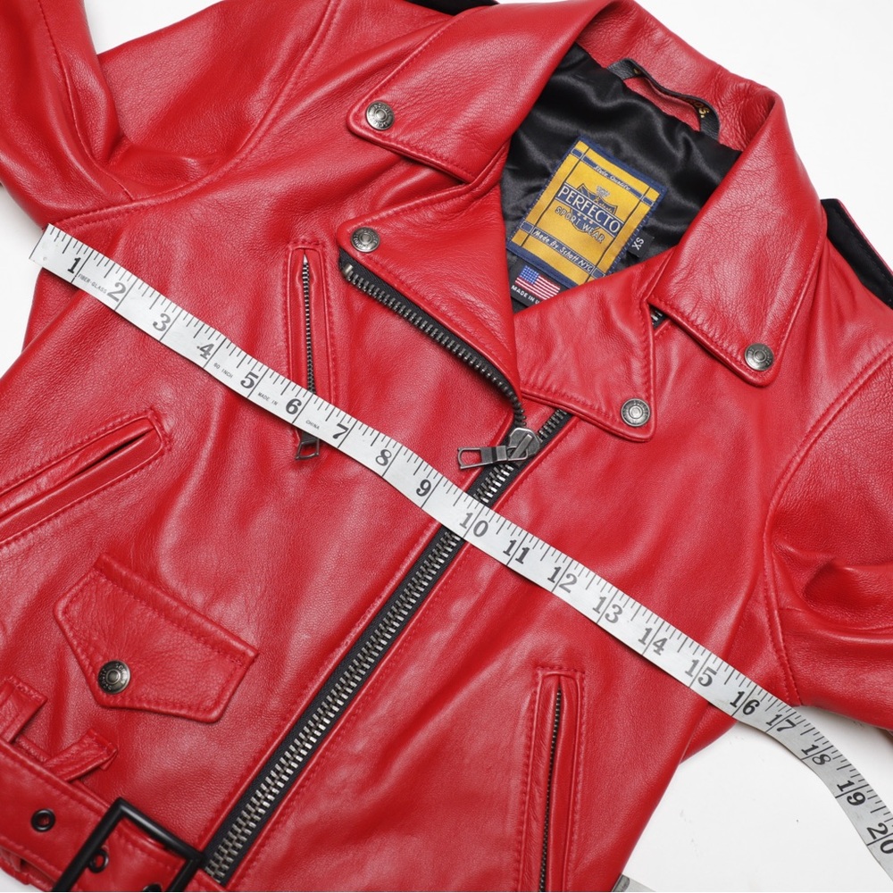 Schott NYC Perfecto Biker Leather Jacket Red Size XS - Picture 8 of 13